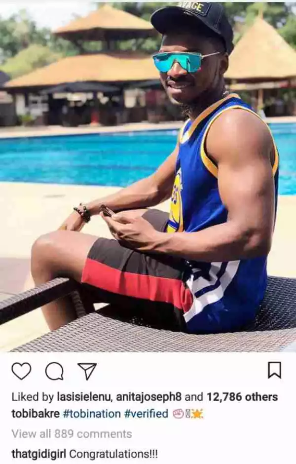 BBNaija 2018: Tobi Becomes The First Ex-Housemate To Be Verified On Instagram (Pic)